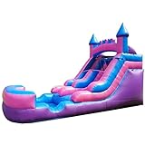 Pogo Bounce House Pink Crossover Inflatable Water Slide | 12-Foot Tall x 21-Foot Long x 9-Foot Wide | Includes Blower, Anchor Stakes, and Storage Bag